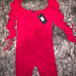 Red long sleeve romper